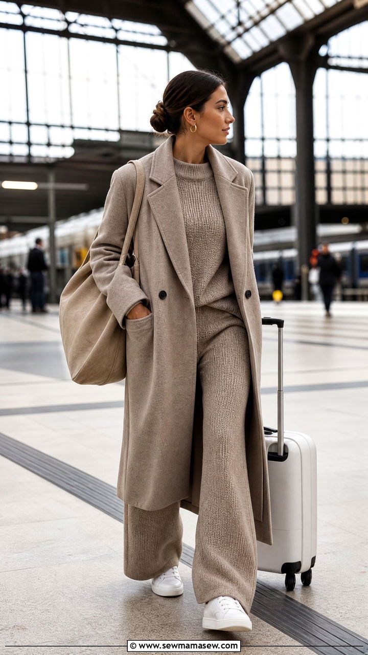 Chunky Knit Sweater With Matching Knit Pants - 20 chunky knit sweater outfit ideas