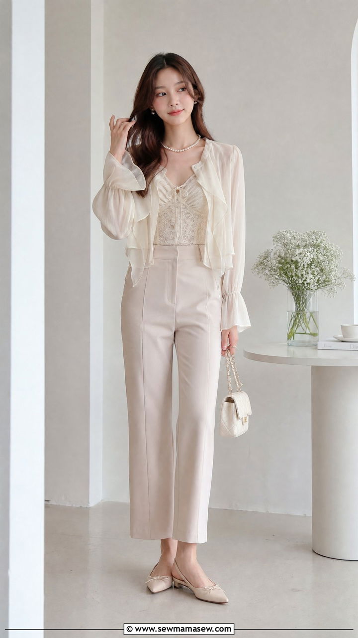 Coquette Crop Top With Sheer Blouse Layer - 20 coquette crop top outfit ideas