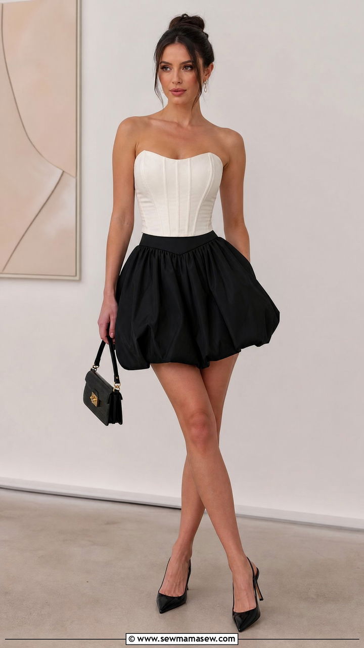 Corset Crop Top With Bubble Skirt Outfit - 20 crop top with bubble skirt outfit ideas