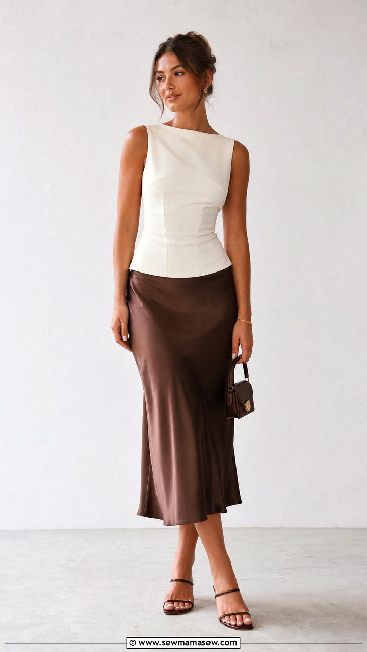 Corset Crop Top With Satin Skirt Outfit - 20 crop top with satin skirt outfit ideas