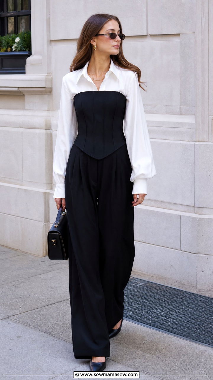 Corset Top Over Blouse Outfit - 20 layered top outfit ideas
