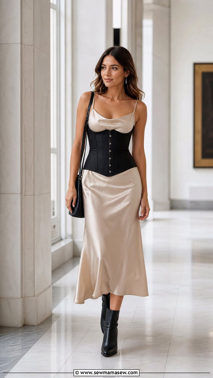 Corset Top With Slip Dress - 20 corset top outfit ideas