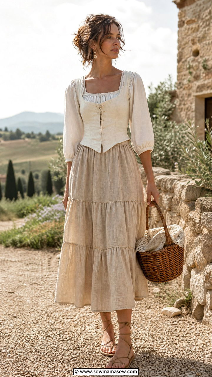 Cottagecore Corset Top And Tiered Skirt Outfit - 20 cottagecore top outfit ideas