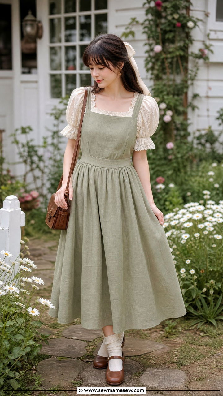 Cottagecore Crop Top With A Pinafore Dress - 20 cottagecore crop top outfit ideas