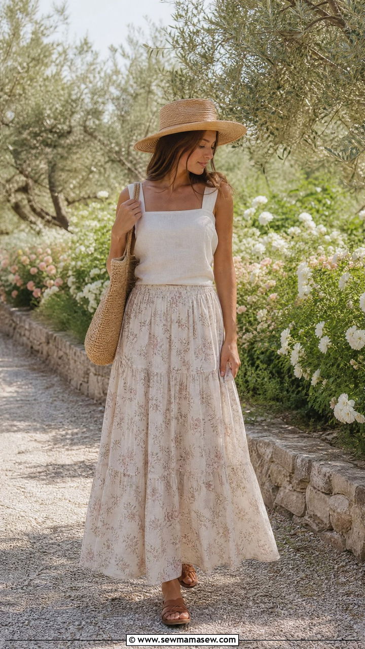 Cottagecore Linen Top And Maxi Skirt Outfit - 20 cottagecore top outfit ideas