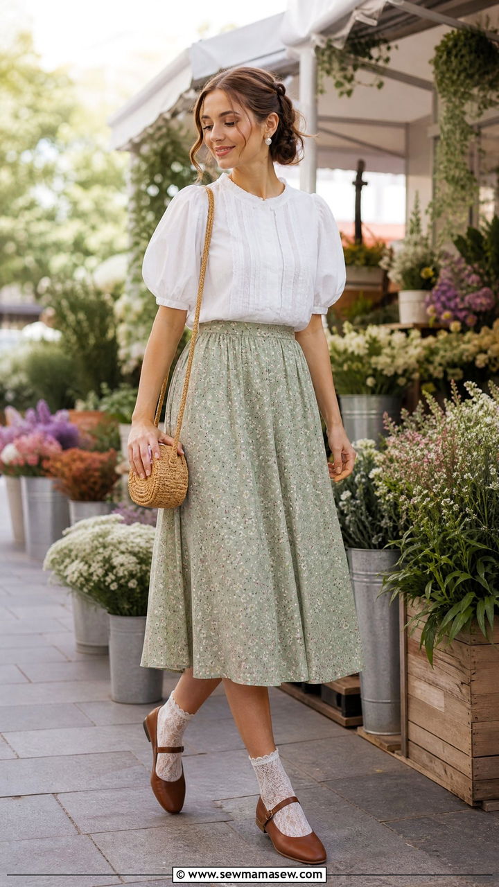 Cottagecore Puff Sleeve Blouse Outfit - 20 cottagecore top outfit ideas