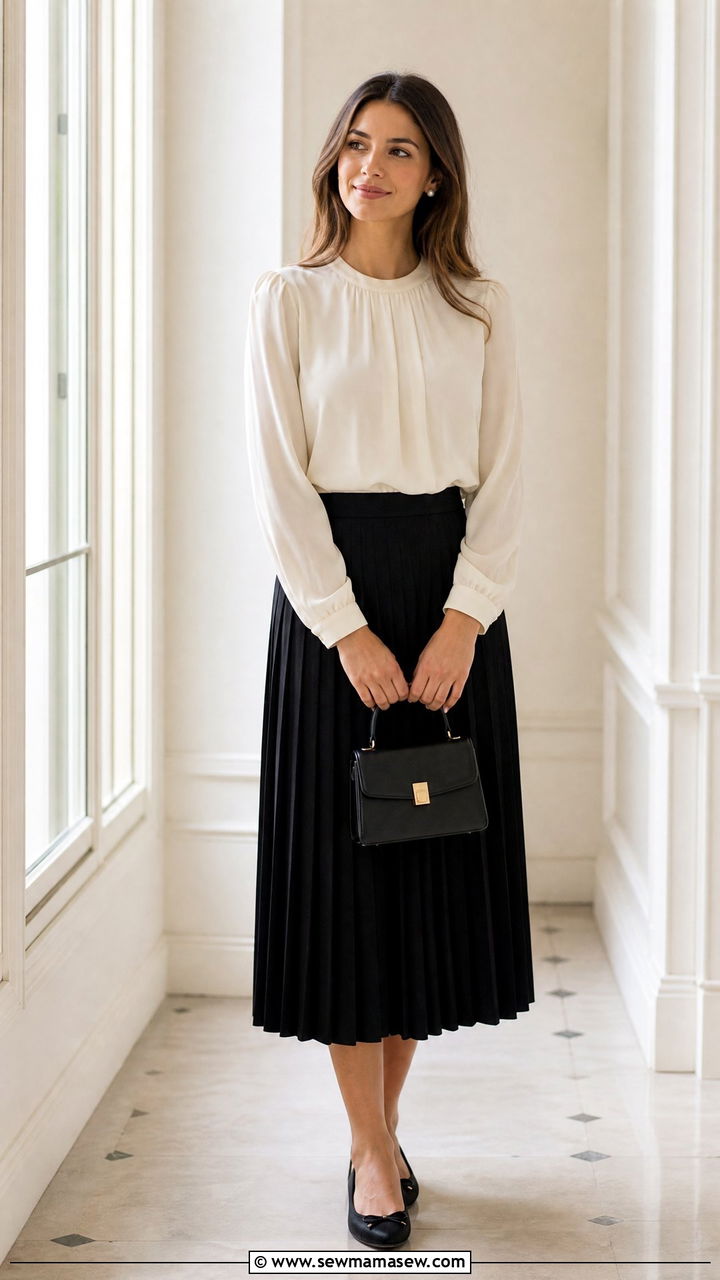 Cream Top With Black Skirt Outfit - 20 church tops outfit ideas