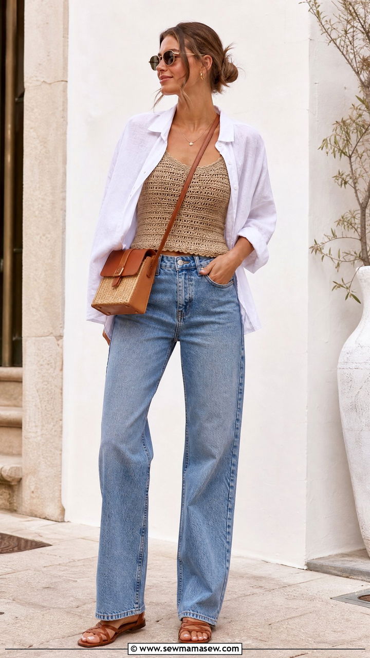Crochet Top With Button Down Shirt - 20 crochet top outfit ideas