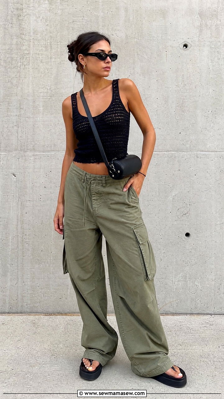 Crochet Top With Cargo Pants - 20 crochet top outfit ideas