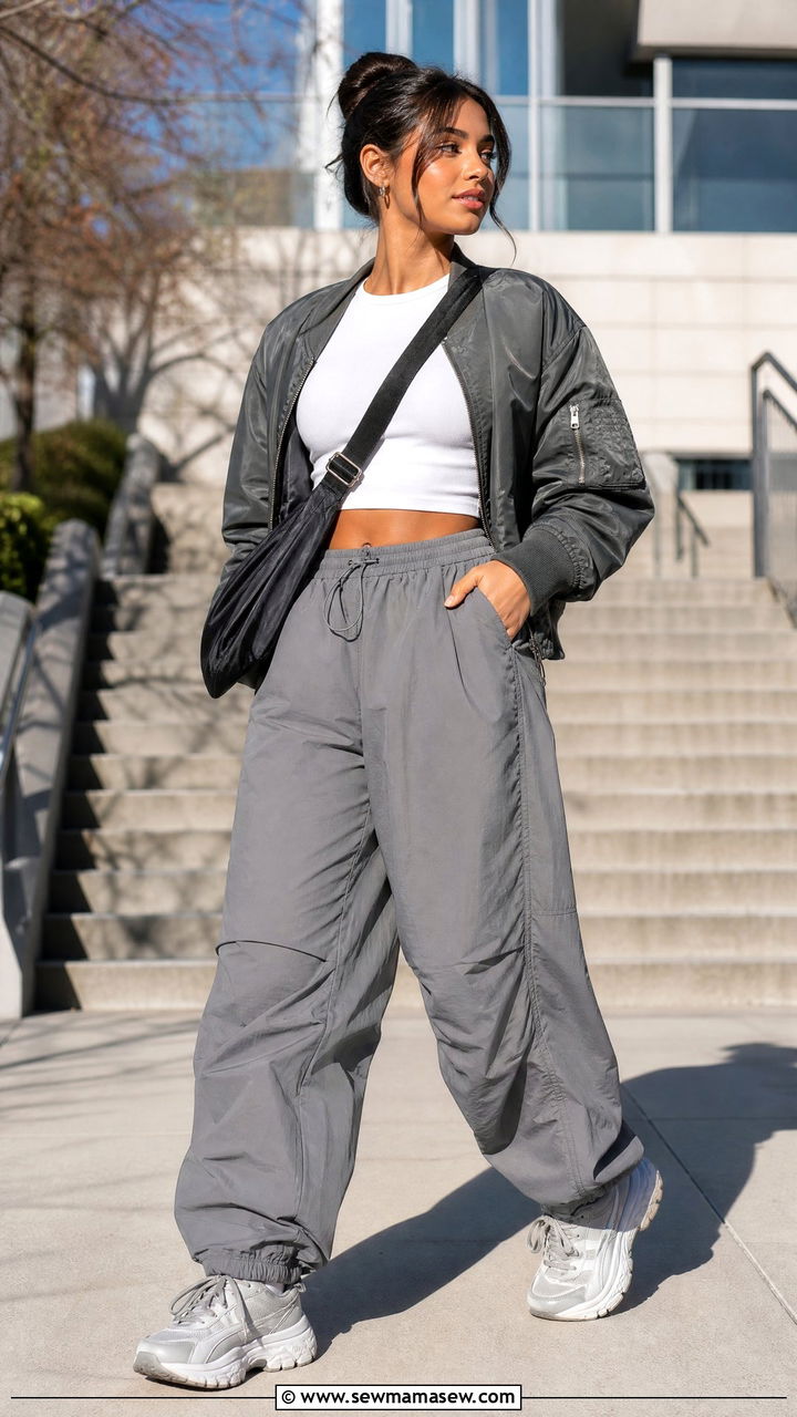 Crop Top And Parachute Pants Outfit - 50 back to school crop top outfits