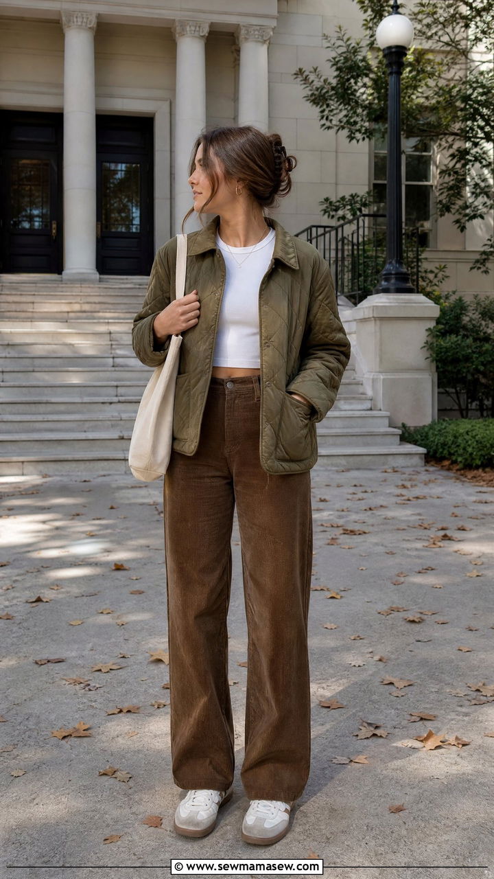 Crop Top And Quilted Jacket Outfit - 50 back to school crop top outfits