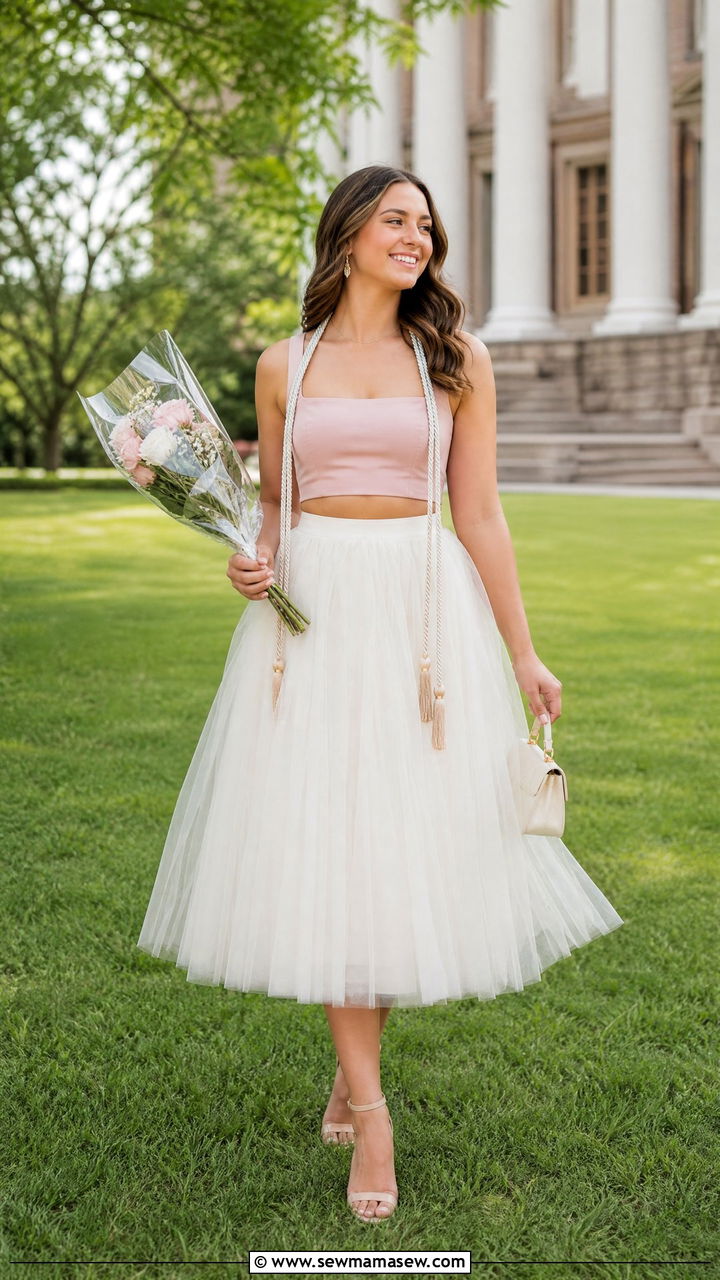 Crop Top And Tulle Skirt Graduation Outfit - 20 crop top outfit ideas for graduation
