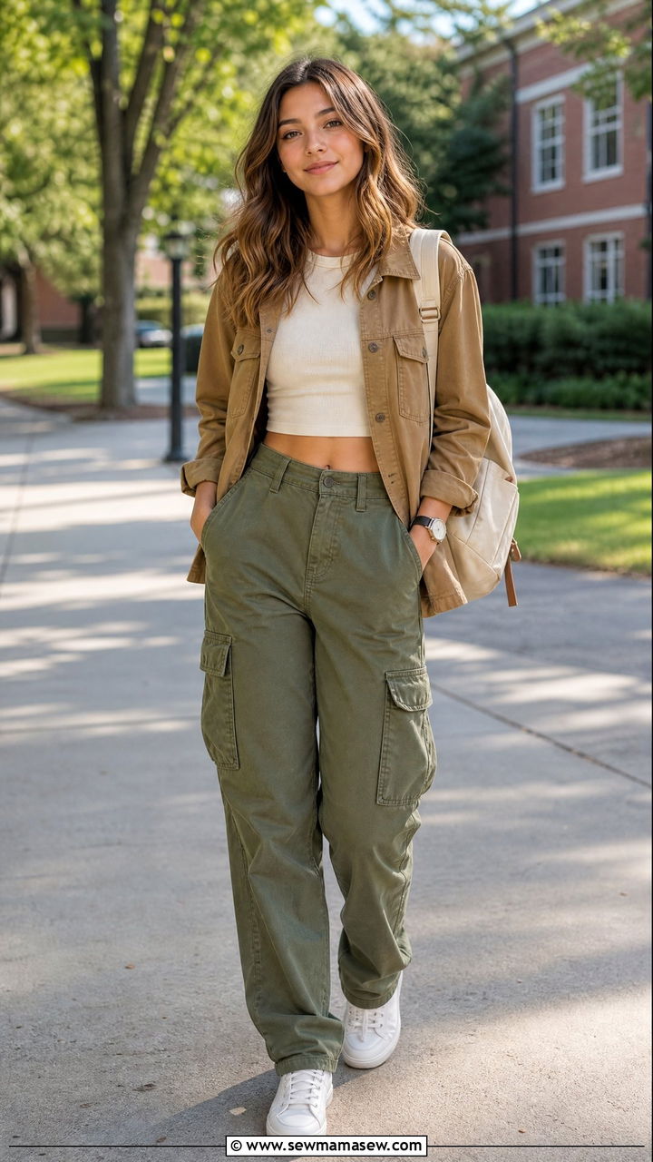 Crop Top And Utility Jacket Outfit - 50 back to school crop top outfits