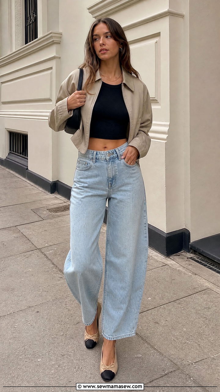 Crop Top With Barrel Jeans - 20 crop top outfits for tall girls
