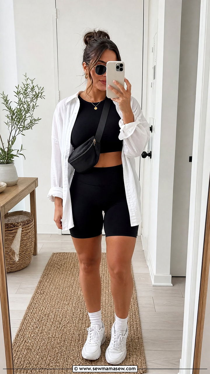 Crop Top With Bike Shorts - 20 summer crop top outfit ideas for curvy women