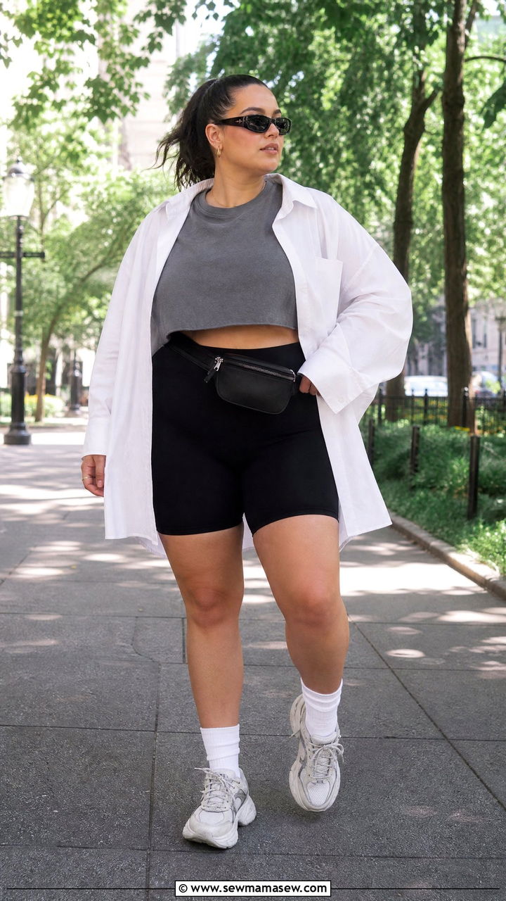 Crop Top With Bike Shorts - 20 crop top outfits for curvy women