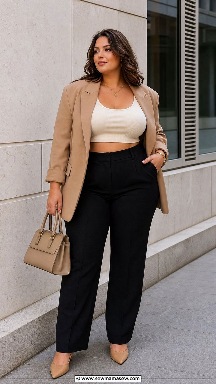 Crop Top With Blazer And Trousers - 20 crop top outfits for curvy women