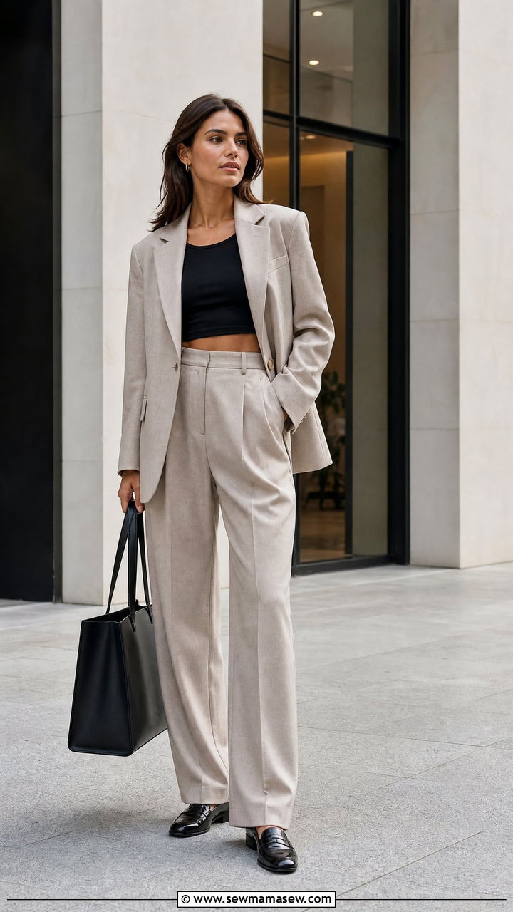 Crop Top With Blazer And Trousers - 20 crop top outfits for women over 30