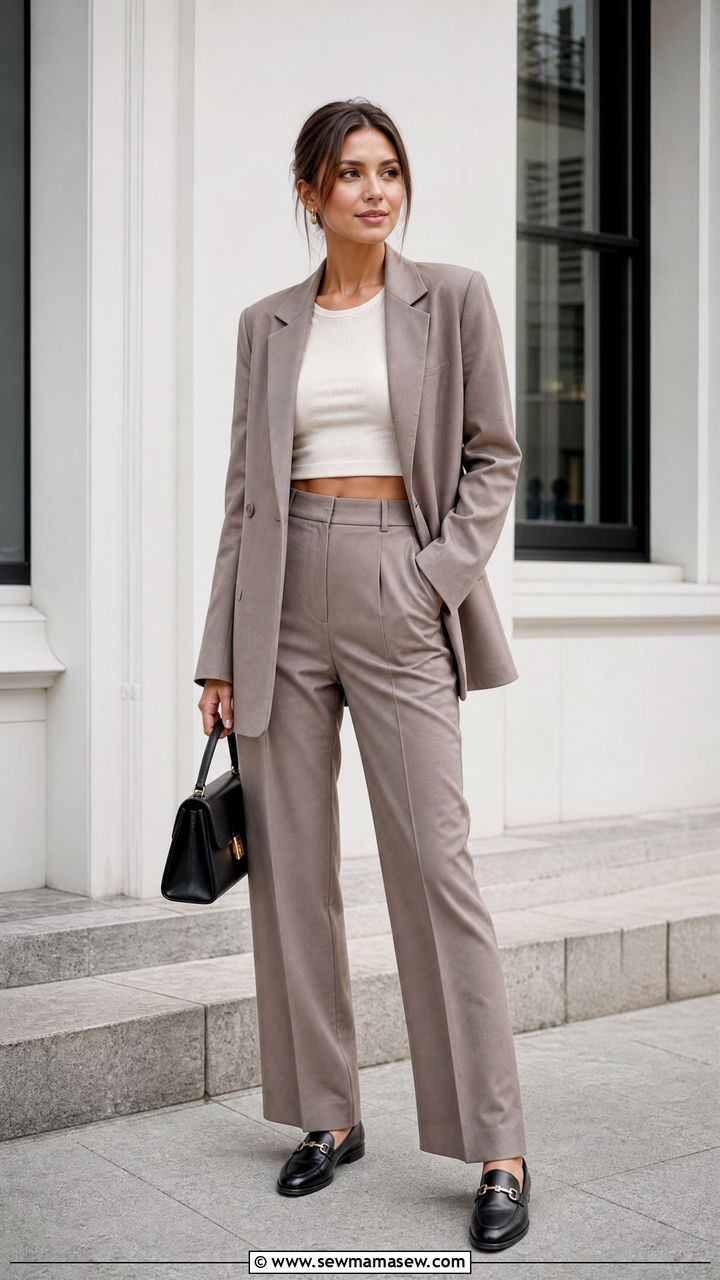Crop Top With Blazer And Trousers - 20 how to style a crop top