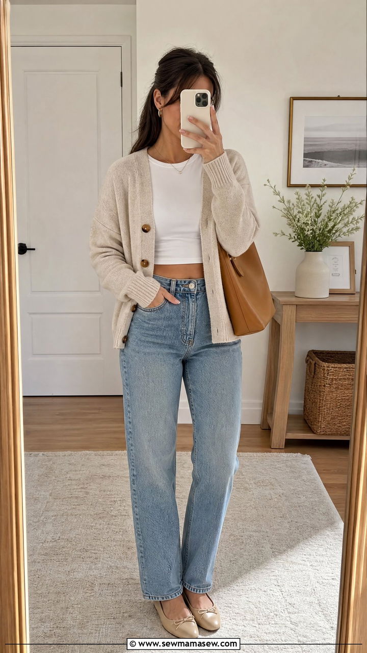 Crop Top With Cardigan And Jeans - 20 crop top outfits for brunch