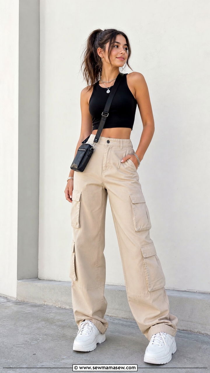 Crop Top With Cargo Pants - 20 crop top outfits for teens