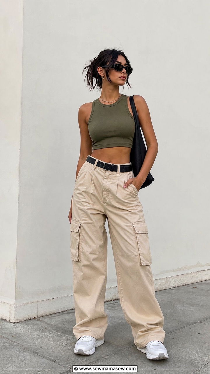 Crop Top With Cargo Pants - 20 flattering crop top outfit ideas