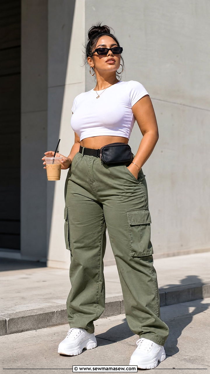 Crop Top With Cargo Pants - 20 summer crop top outfit ideas for curvy women