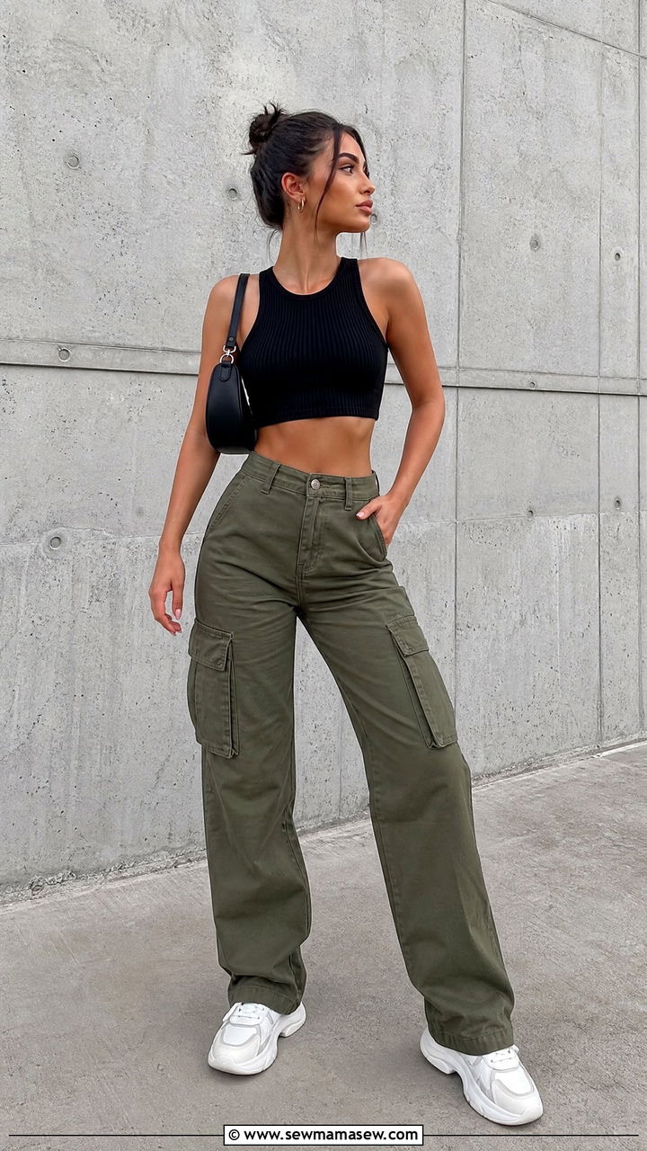 Crop Top With Cargo Pants - 20 crop top outfit ideas for summer