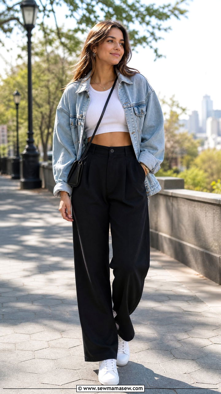 Crop Top With Denim Jacket - 20 casual crop top outfits