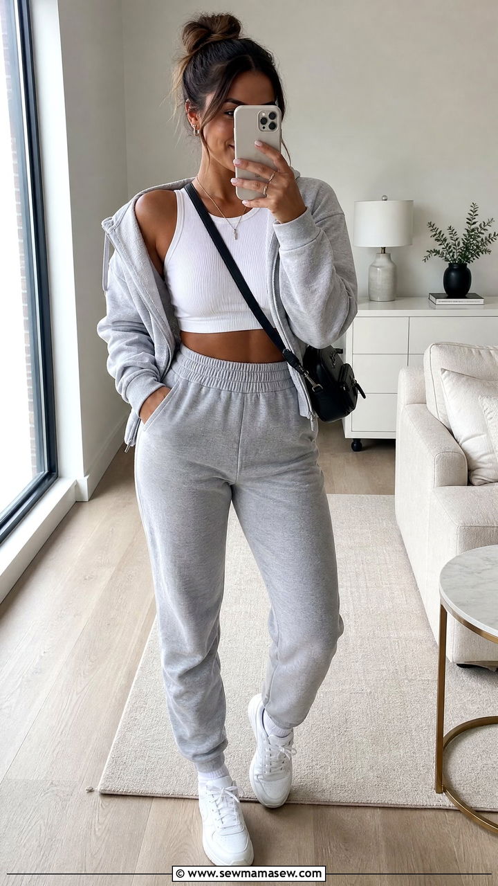 Crop Top With High Waisted Joggers - 20 crop top outfits for hourglass figure