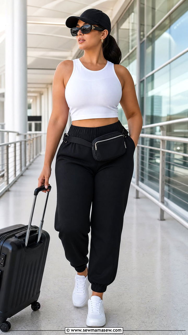 Crop Top With Jogger Pants - 20 summer crop top outfit ideas for curvy women