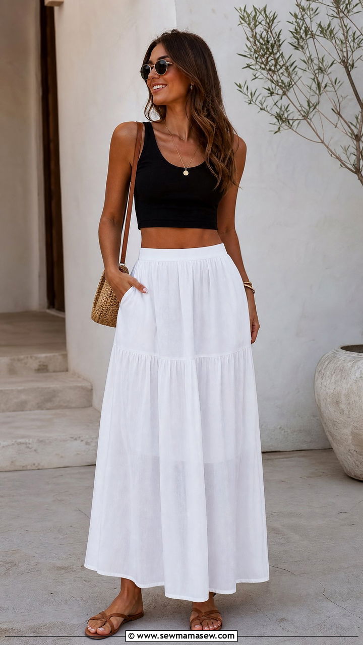 Crop Top With Maxi Skirt - 20 trendy crop top outfits 2026