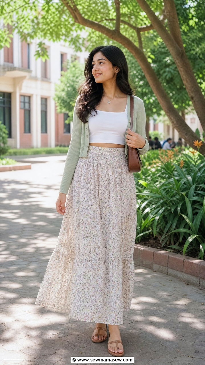 Crop Top With Maxi Skirt - 20 crop top outfits for college