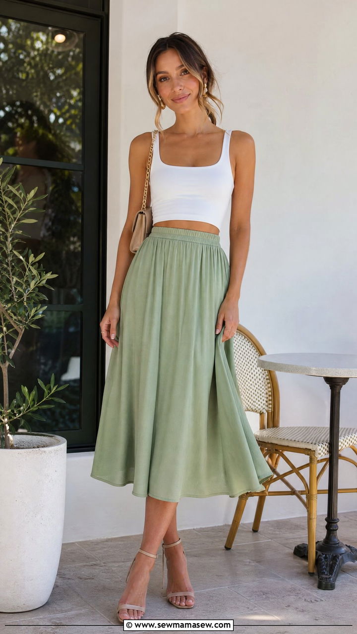 Crop Top With Midi Skirt - 20 summer crop top outfits
