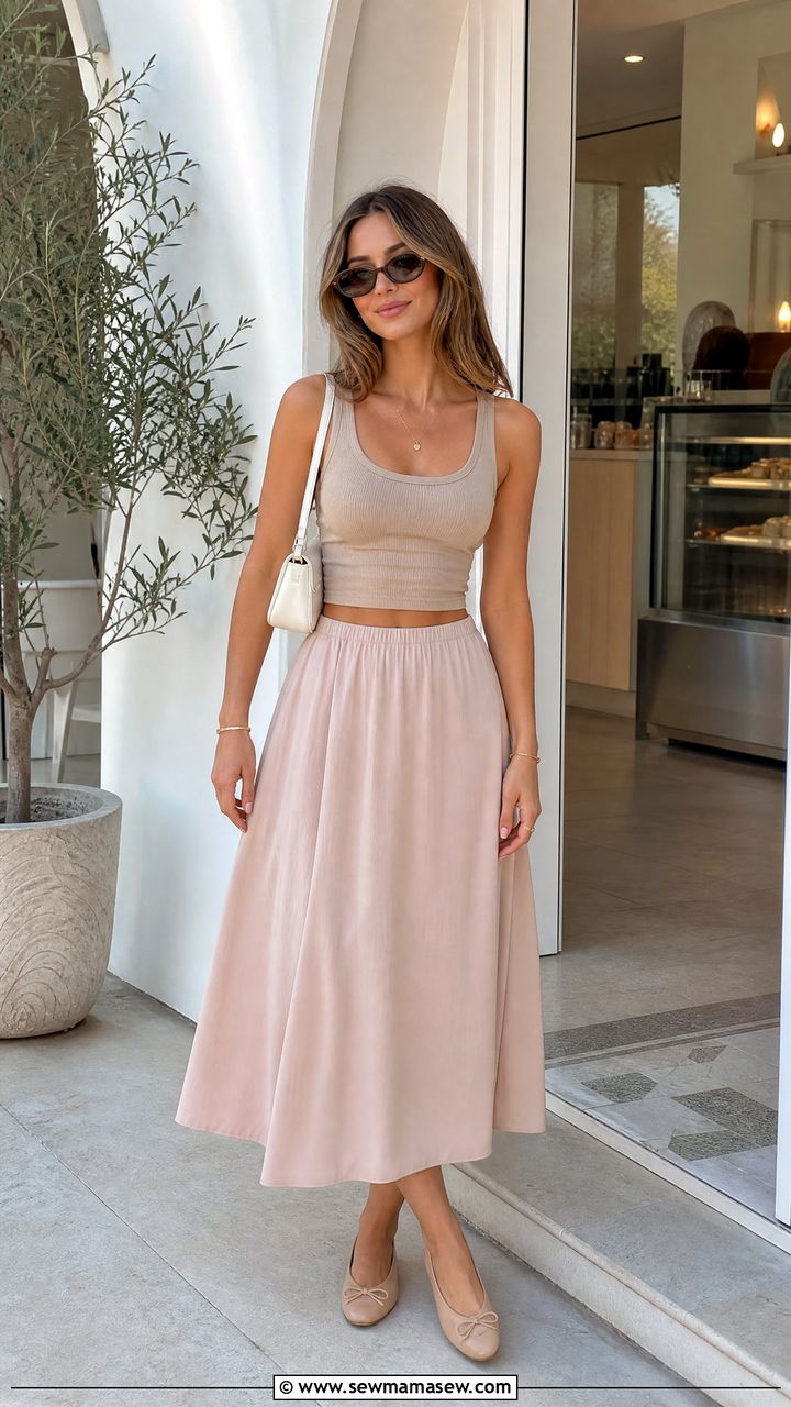 Crop Top With Midi Skirt - 20 crop top outfits for brunch