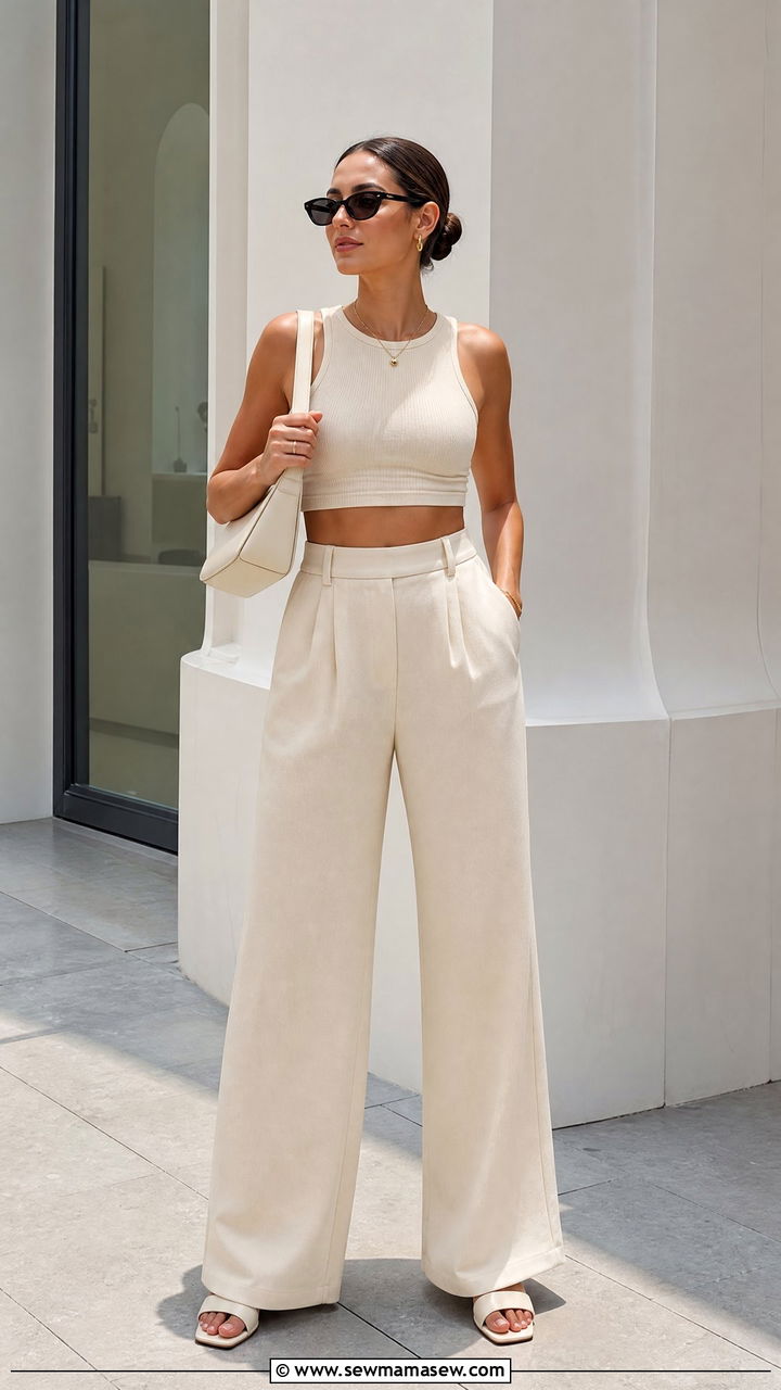 Crop Top With Monochrome Outfit - 20 cute crop top outfits
