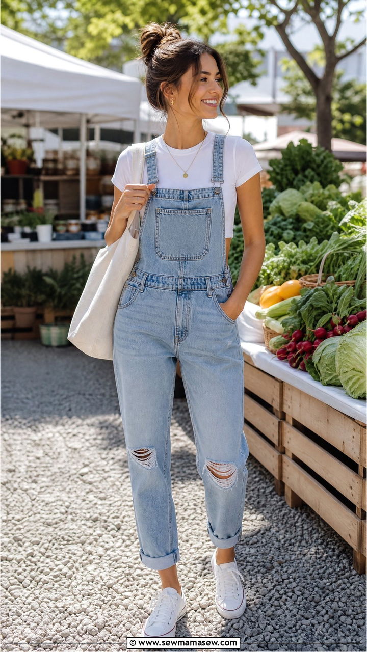 Crop Top With Overalls - 20 casual crop top outfits