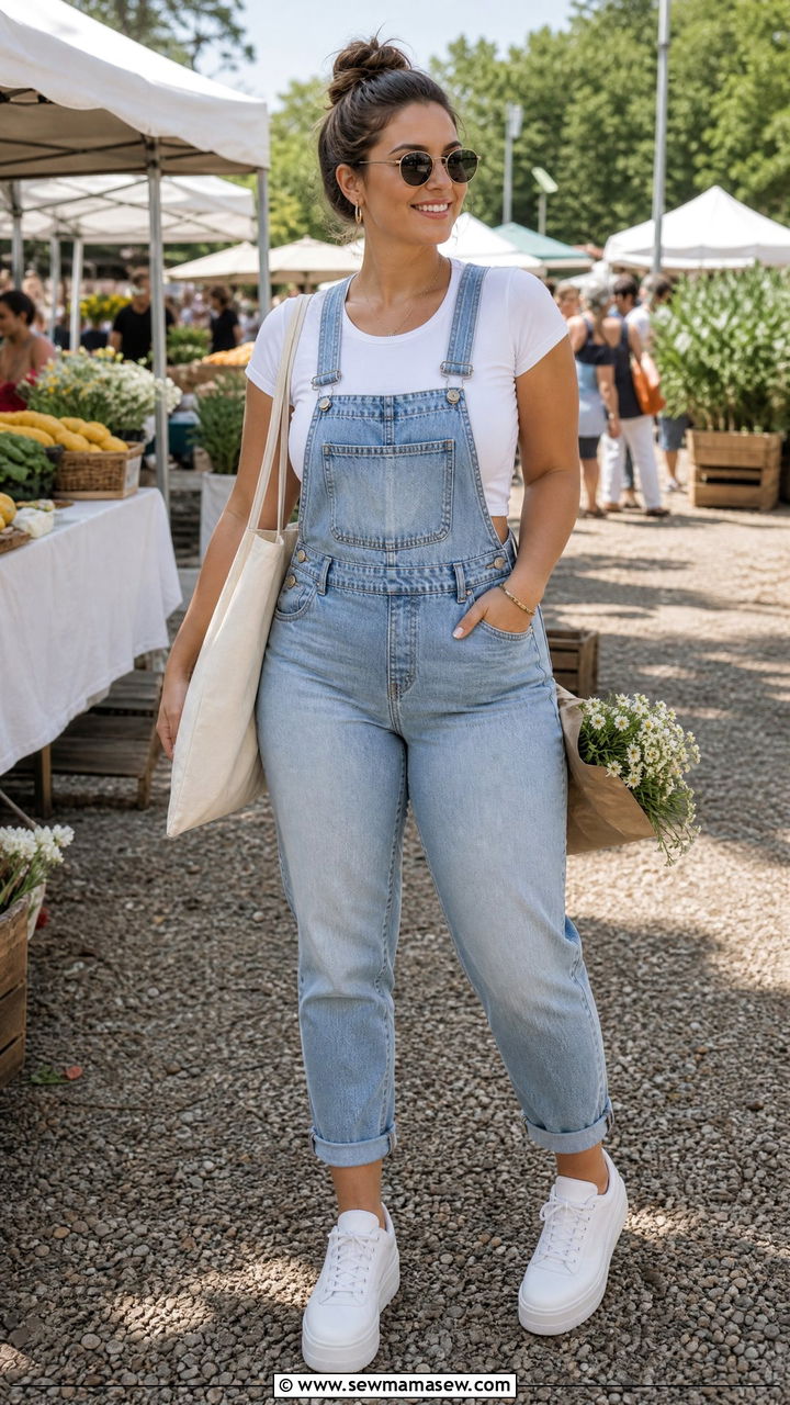 Crop Top With Overalls - 20 summer crop top outfit ideas for curvy women