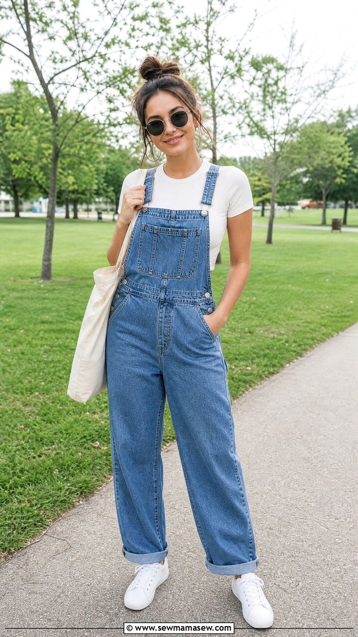 Crop Top With Overalls - 20 crop top outfits for moms
