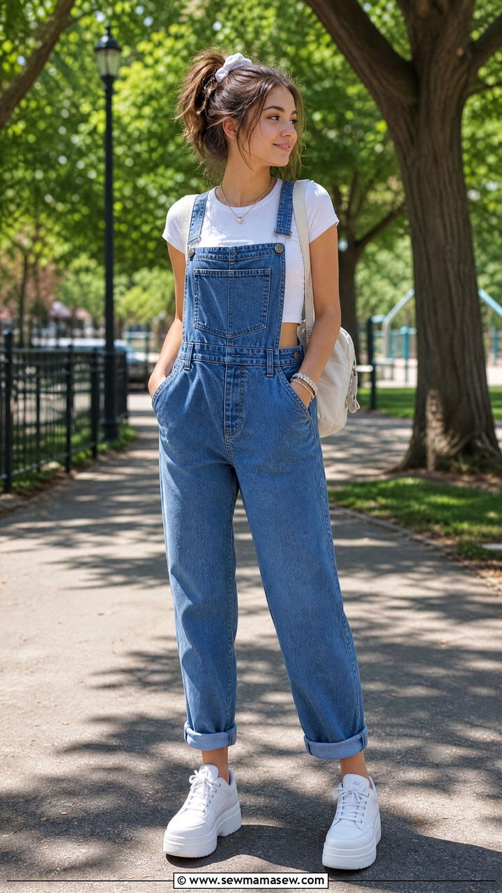 Crop Top With Overalls - 20 crop top outfits for teens