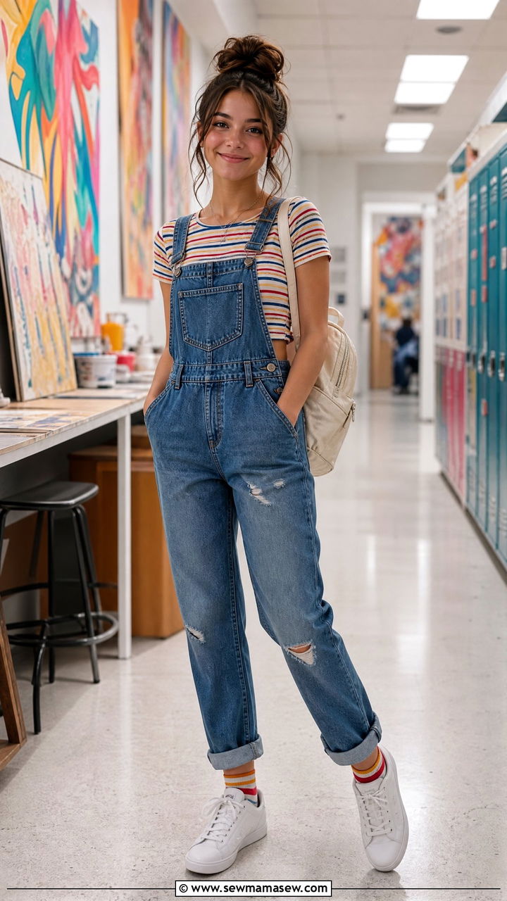 Crop Top With Overalls Outfit - 20 crop top outfits for school