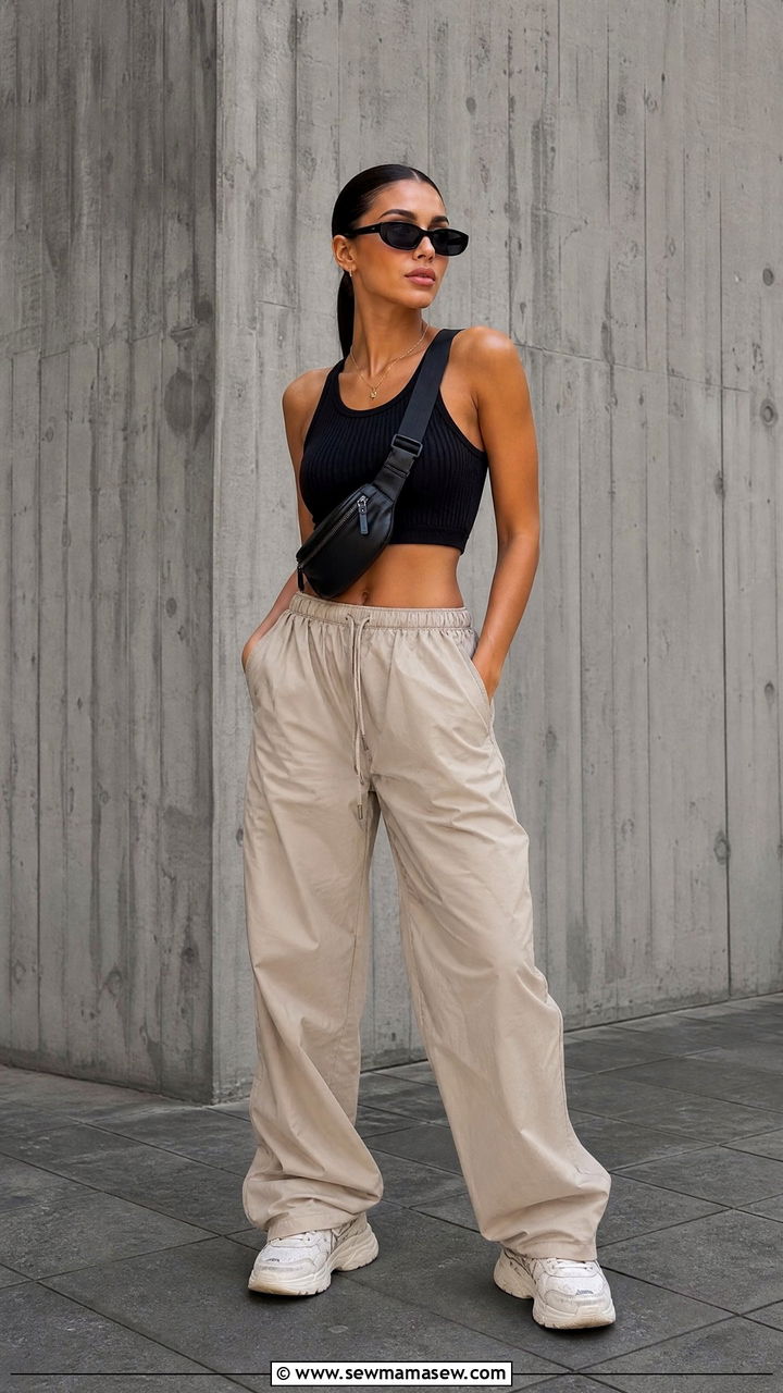 Crop Top With Parachute Pants - 20 casual crop top outfits