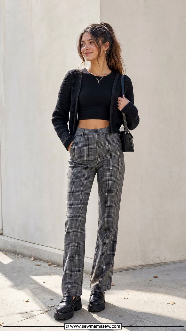 Crop Top With Plaid Pants - 20 crop top outfits for teens