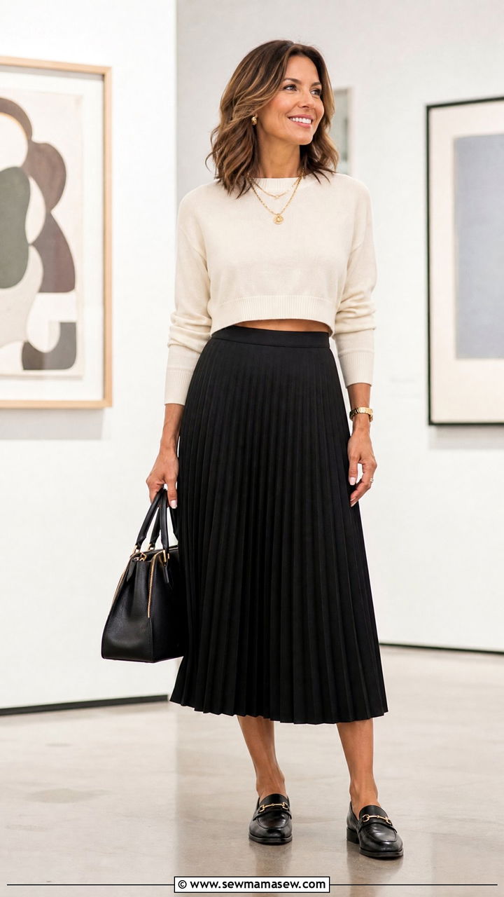Crop Top With Pleated Skirt - 20 crop top outfits for women over 30