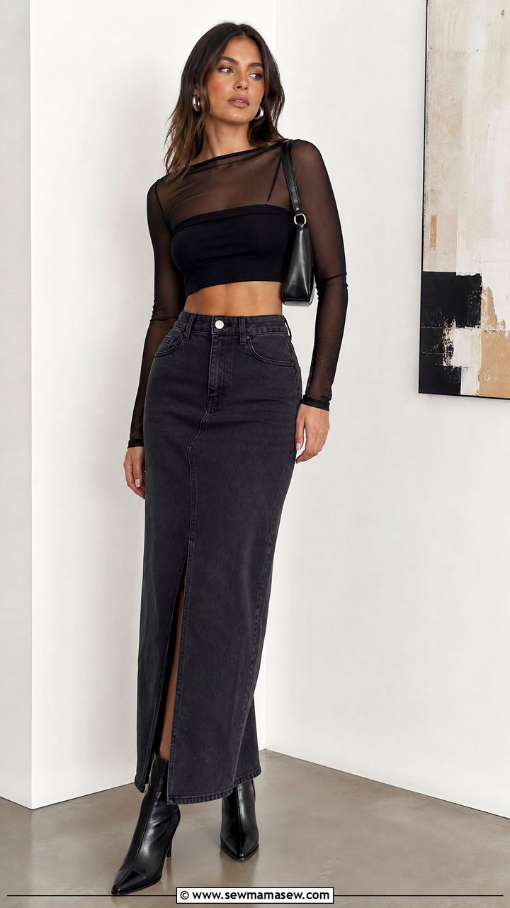 Crop Top With Sheer Long Sleeve Outfit - 20 layered crop top outfits