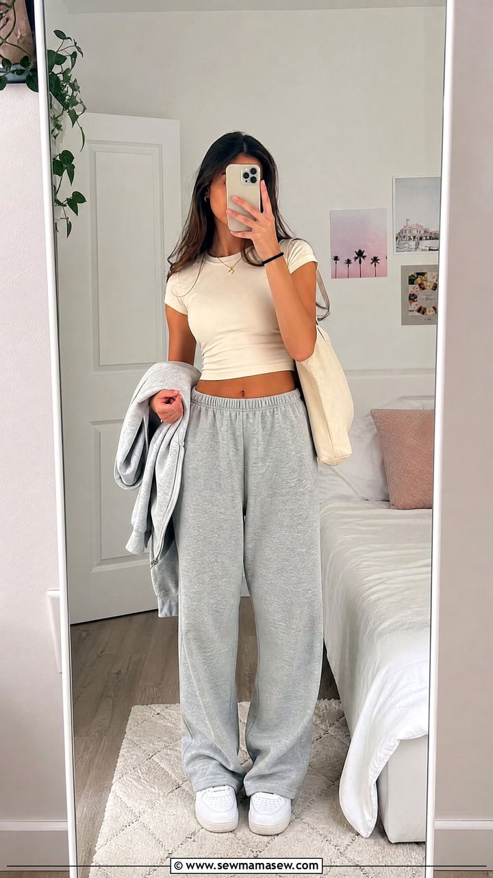 Crop Top With Sweatpants - 20 crop top outfits for teens