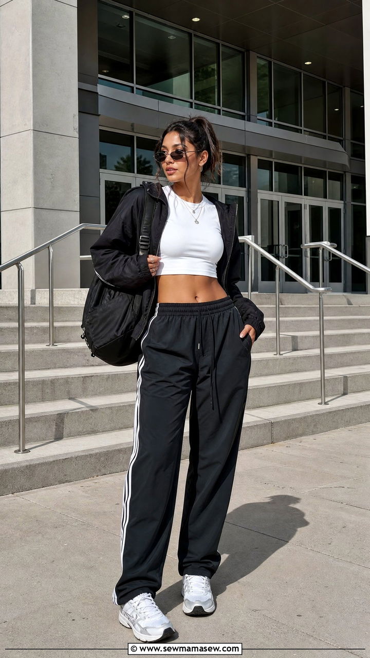 Crop Top With Track Pants - 20 crop top outfits for college