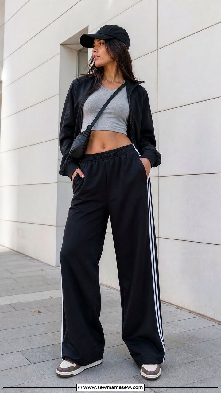 Crop Top With Track Pants - 20 aesthetic crop top outfit ideas