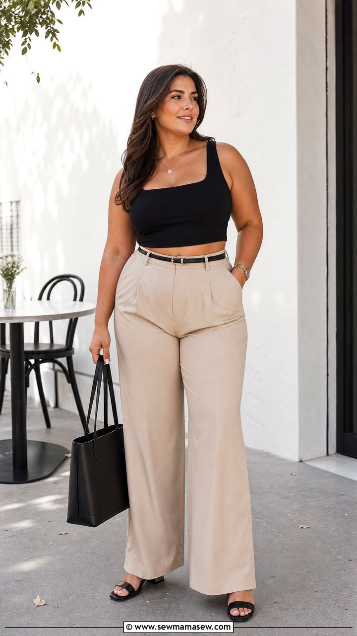 Crop Top With Wide Leg Pants - 20 crop top outfits for curvy women