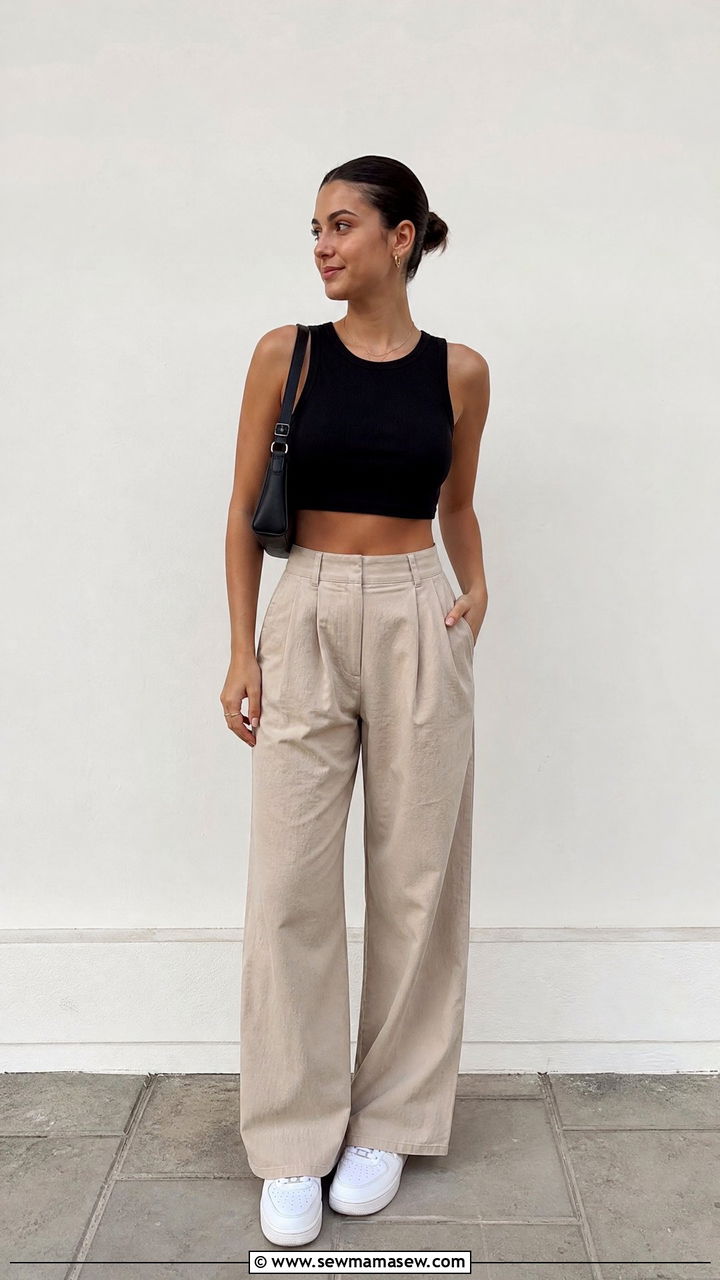 Crop Top With Wide Leg Pants - 20 crop top outfits for teens